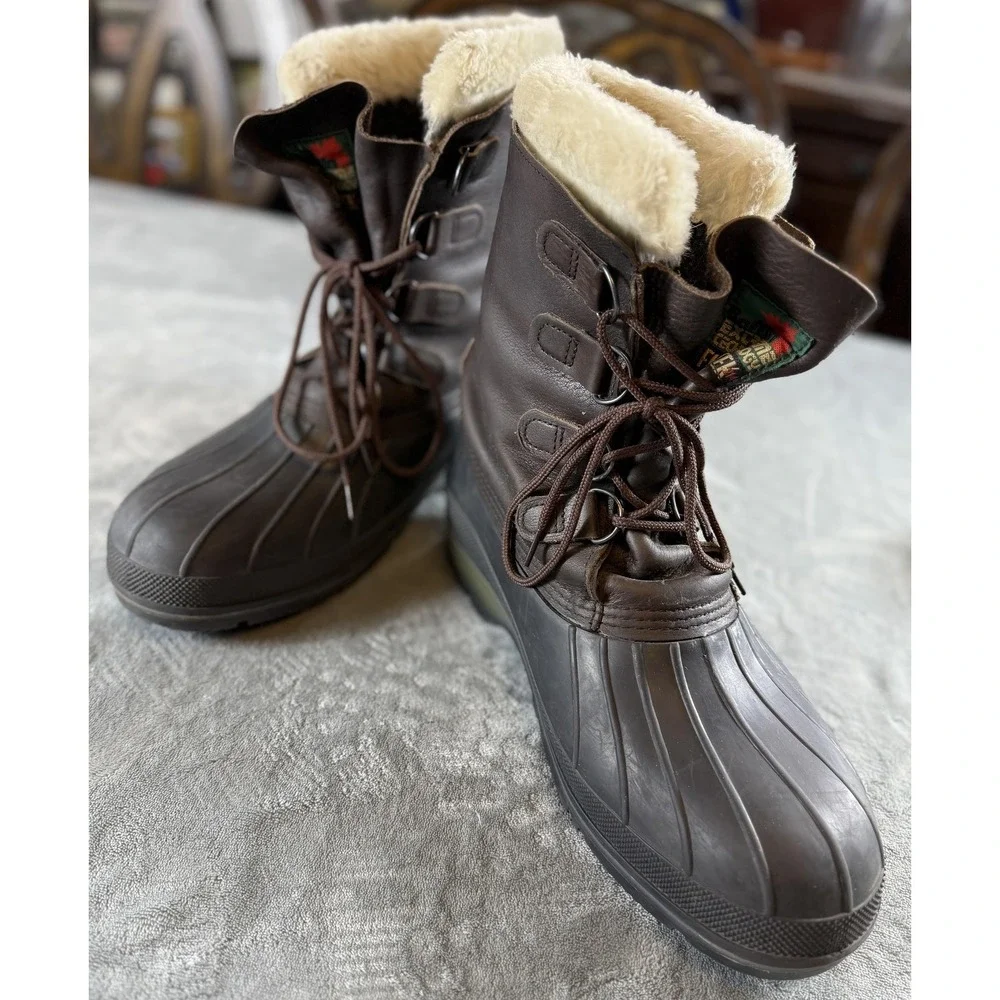 Baffin Winter Snow Boots Mens 11 Leather Waterproof Duck Insulated Faux Fur